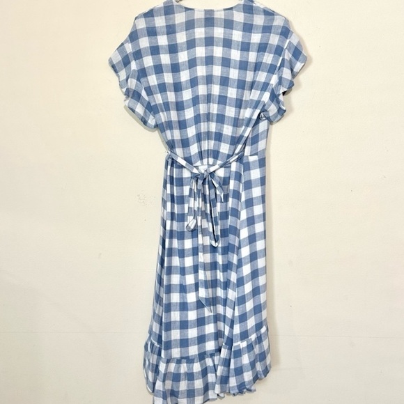 Rails Brigette Wrap Gingham Blue & White Ruffle Trim Dress SIZE XS - Picture 10 of 10